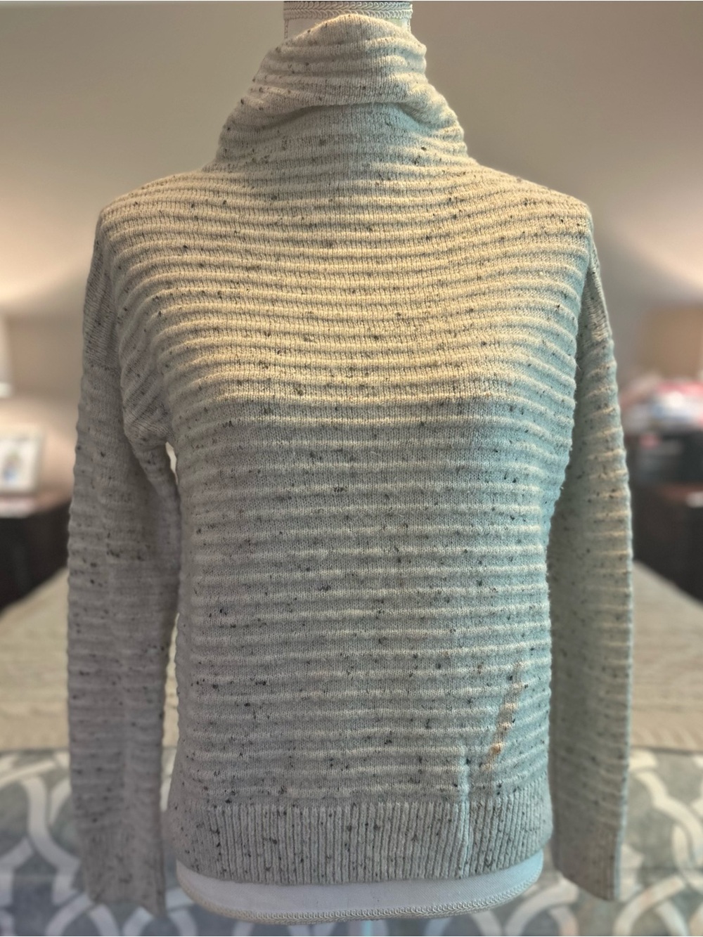 Madewell Belmont Donegal Mock Neck Ribbed Sweater Beige Small